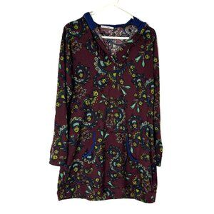 Luna Claire Hoodie Dress L Boho Henna Print